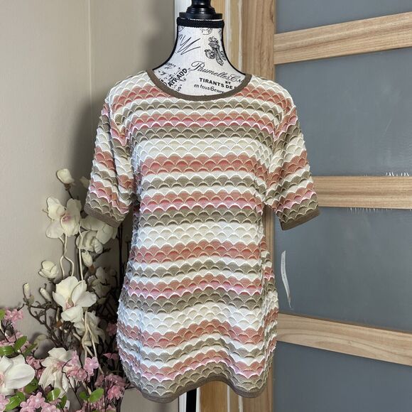 Alfred Dunner Women Knit Boho Top Blouse Shirt Size Small Scales Design - Picture 1 of 6